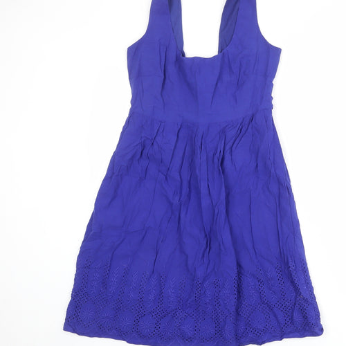 Dorothy Perkins Womens Blue Polyester Tank Dress Size 10 Scoop Neck Zip