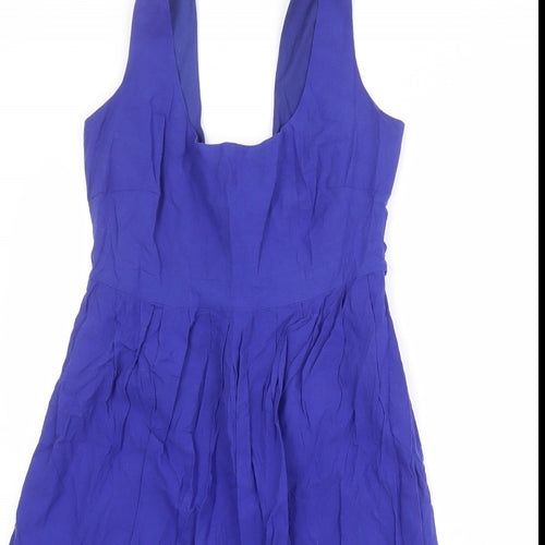 Dorothy Perkins Womens Blue Polyester Tank Dress Size 10 Scoop Neck Zip
