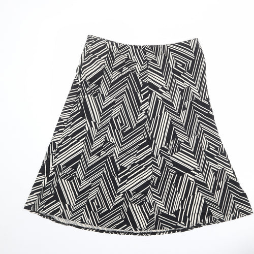 Bonmarché Womens Black Geometric Polyester A-Line Skirt Size 12