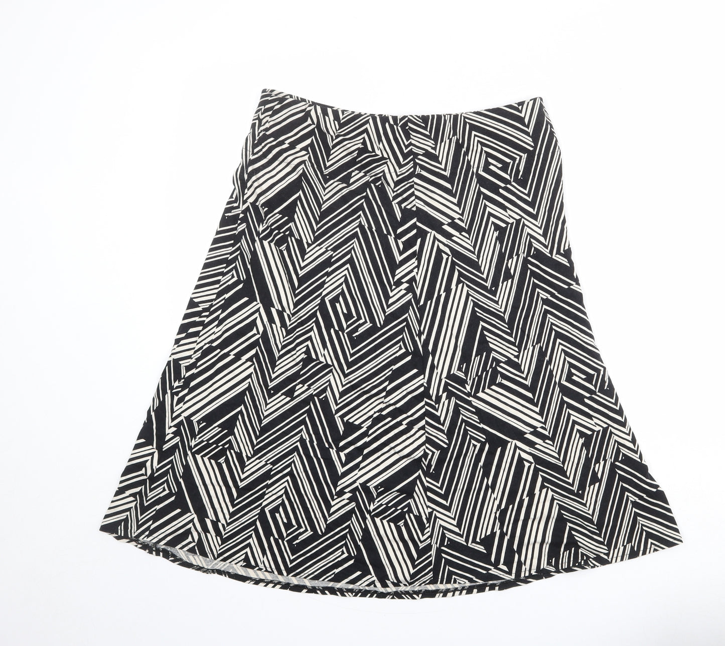 Bonmarché Womens Black Geometric Polyester A-Line Skirt Size 12
