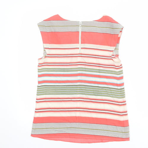 Oasis Womens Multicoloured Striped Polyester Basic Blouse Size XS Boat Neck