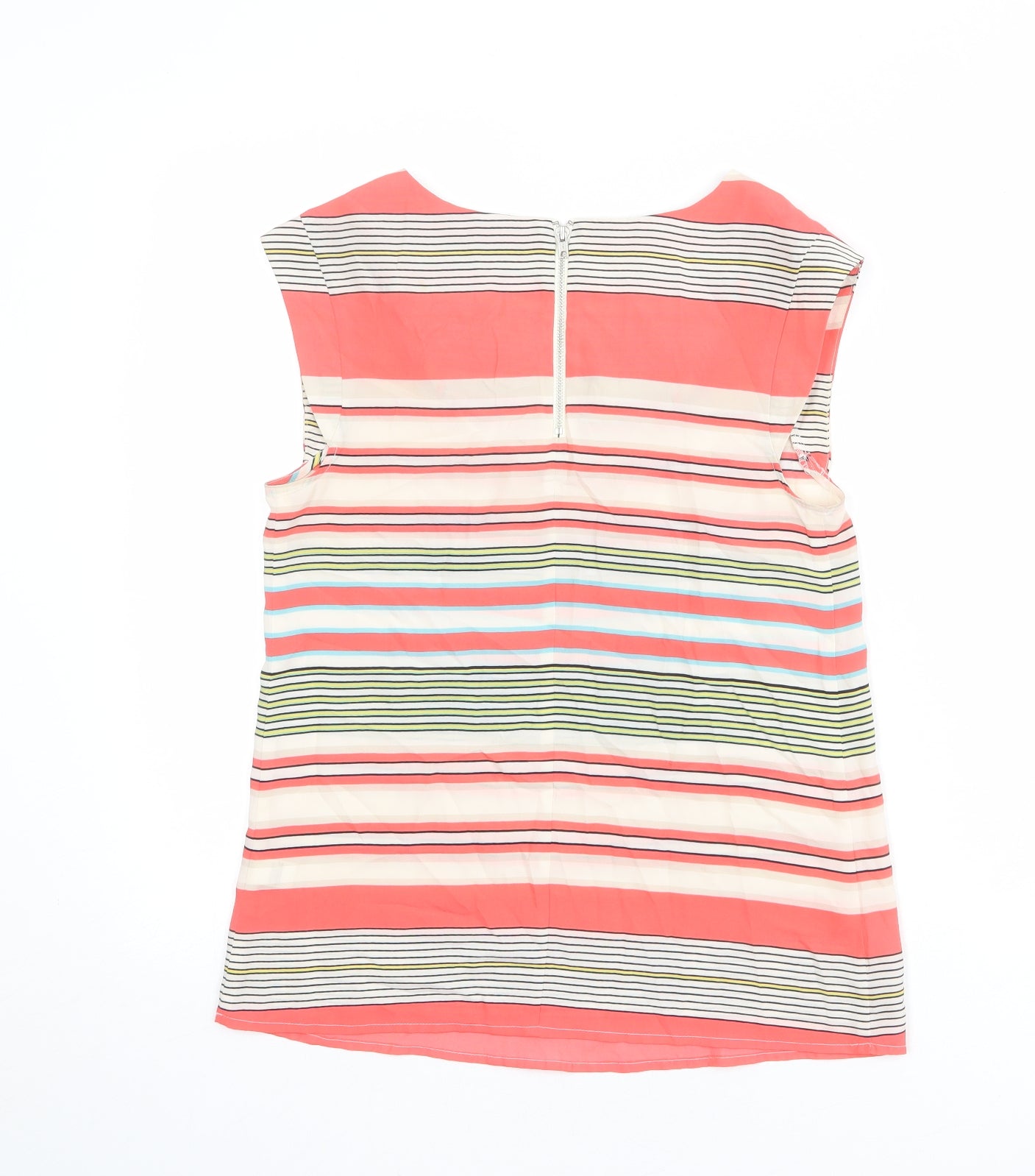 Oasis Womens Multicoloured Striped Polyester Basic Blouse Size XS Boat Neck