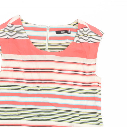 Oasis Womens Multicoloured Striped Polyester Basic Blouse Size XS Boat Neck