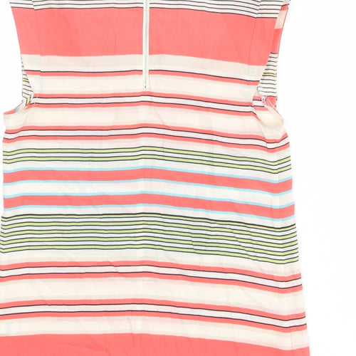 Oasis Womens Multicoloured Striped Polyester Basic Blouse Size XS Boat Neck