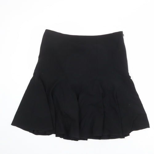Marks and Spencer Womens Black Polyester Skater Skirt Size 12 Zip