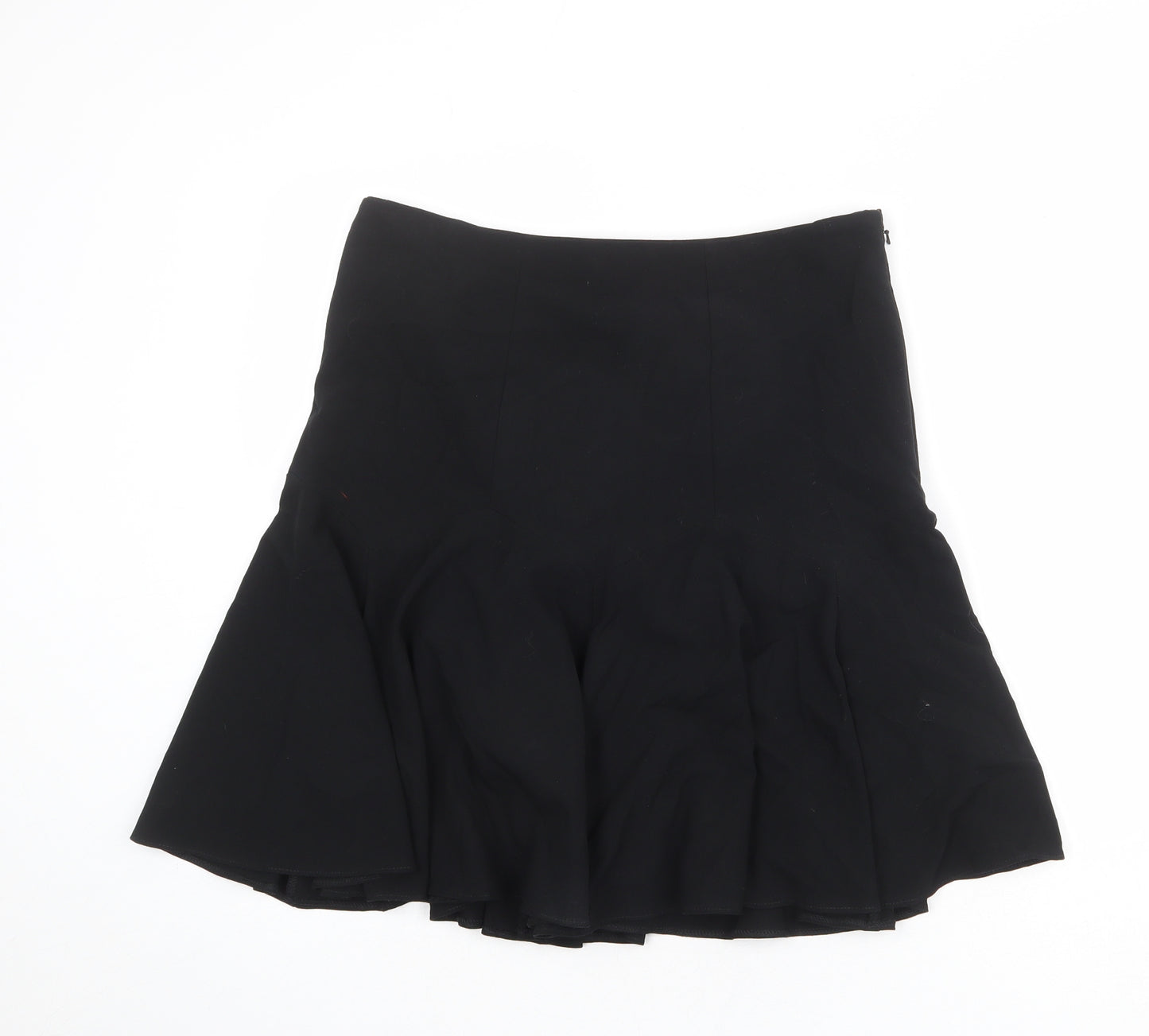 Marks and Spencer Womens Black Polyester Skater Skirt Size 12 Zip