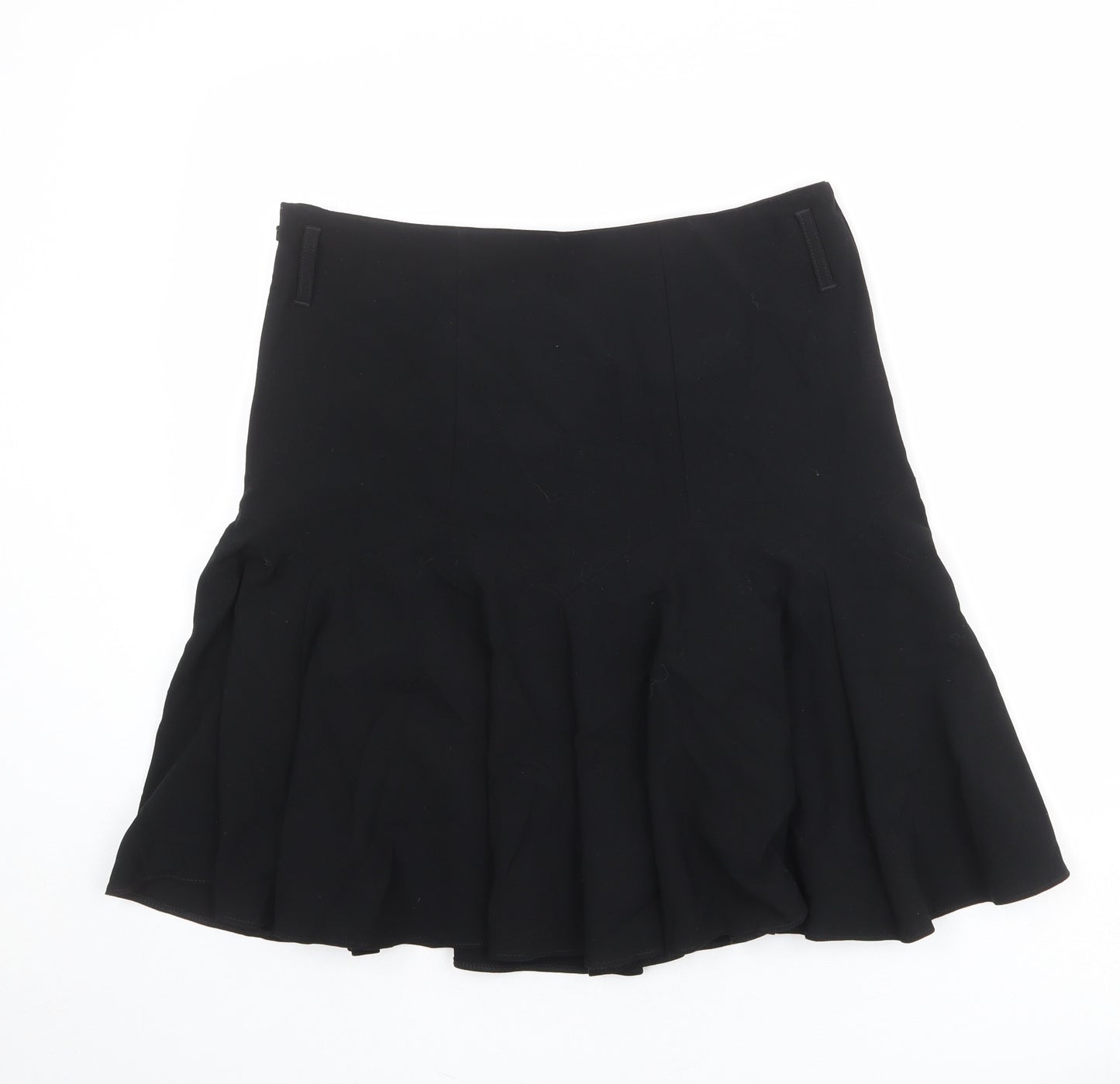 Marks and Spencer Womens Black Polyester Skater Skirt Size 12 Zip