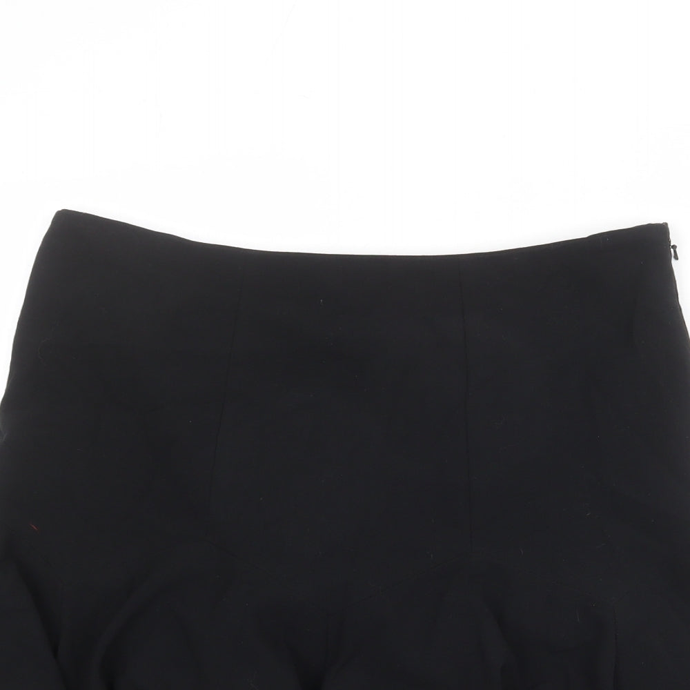 Marks and Spencer Womens Black Polyester Skater Skirt Size 12 Zip