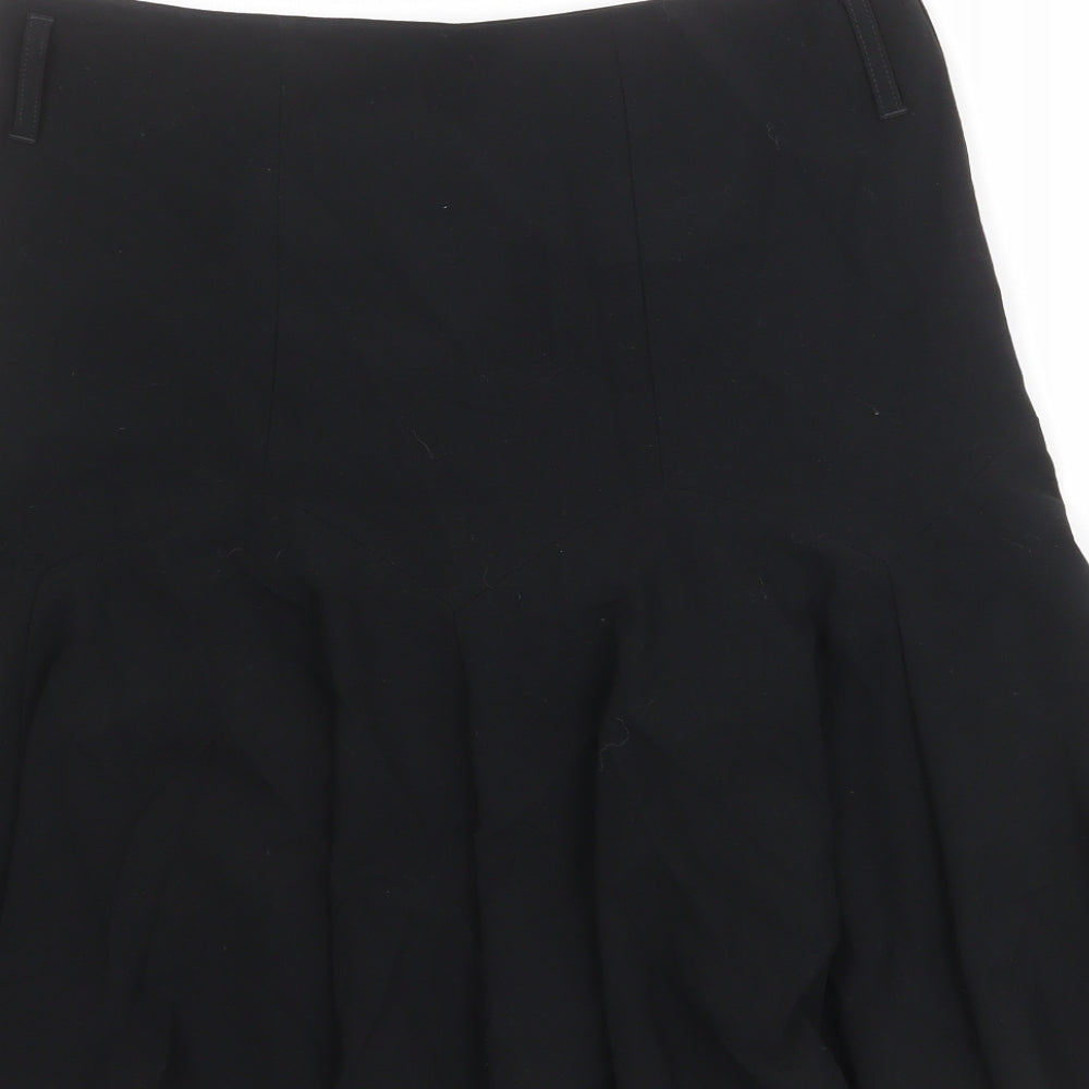 Marks and Spencer Womens Black Polyester Skater Skirt Size 12 Zip