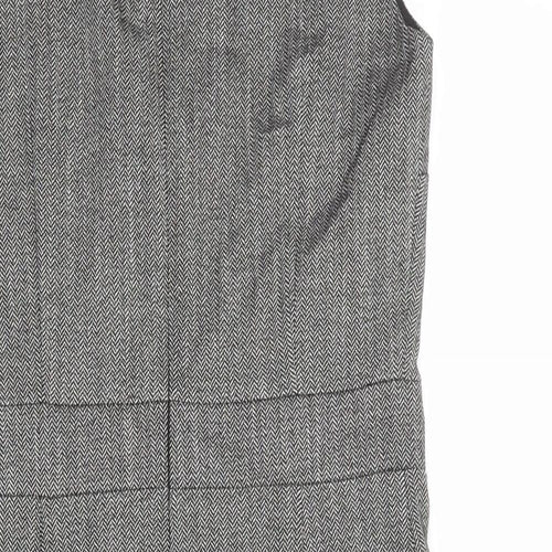 H&M Womens Grey Herringbone Polyester Pencil Dress Size 12 Round Neck Zip