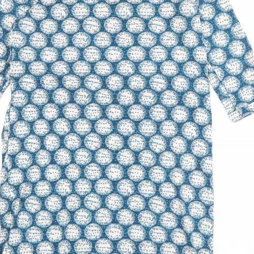 White Stuff Womens Blue Geometric 100% Cotton Shift Size 16 Boat Neck Pullover