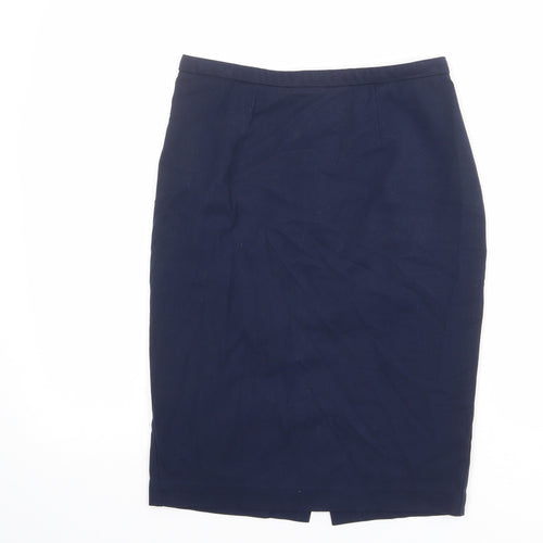 Marks and Spencer Womens Blue Polyester Straight & Pencil Skirt Size 28 in Zip