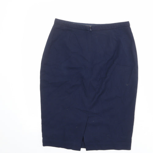 Marks and Spencer Womens Blue Polyester Straight & Pencil Skirt Size 28 in Zip