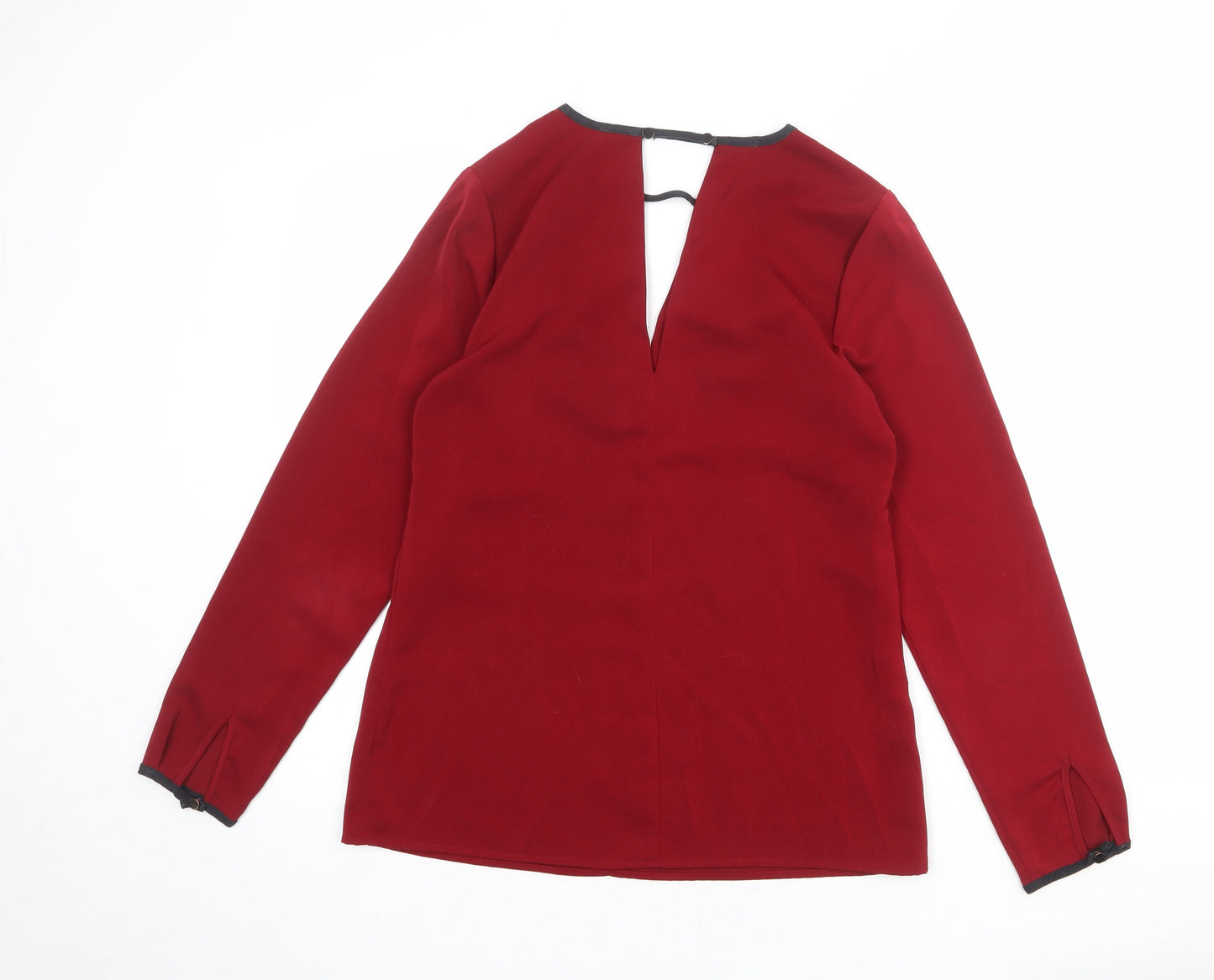 Warehouse Womens Red Polyester Basic Blouse Size 10 Round Neck