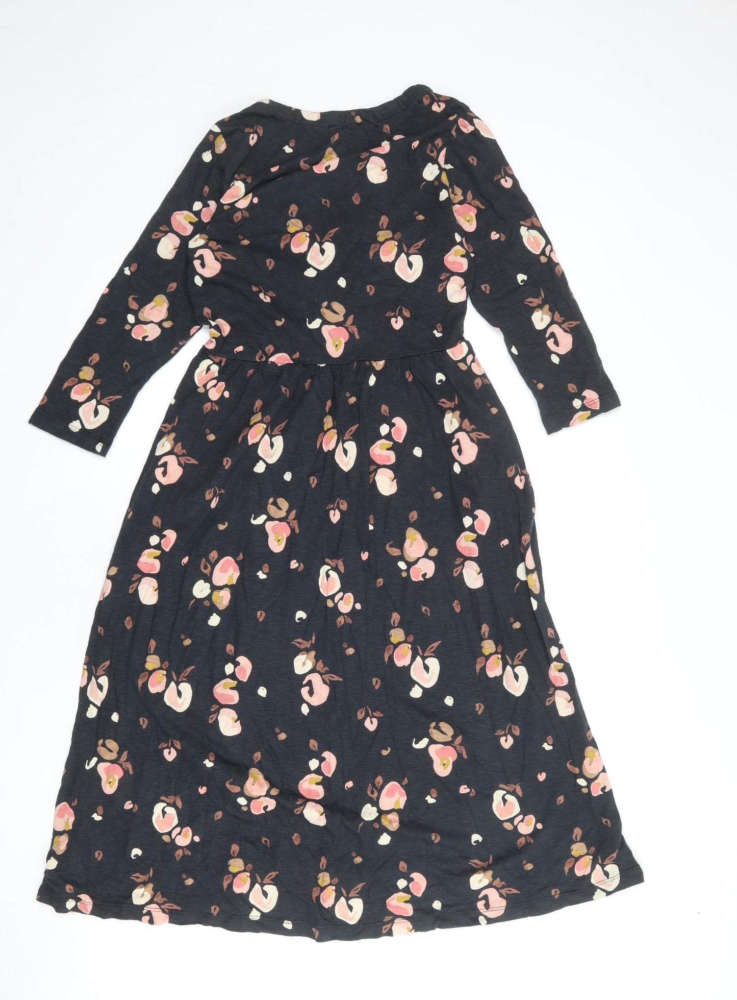 Fat Face Womens Grey Geometric Cotton A-Line Size 8 V-Neck Pullover