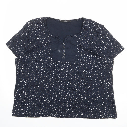 Bonmarché Womens Black Polka Dot 100% Cotton Basic T-Shirt Size L Round Neck