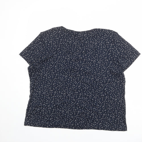 Bonmarché Womens Black Polka Dot 100% Cotton Basic T-Shirt Size L Round Neck
