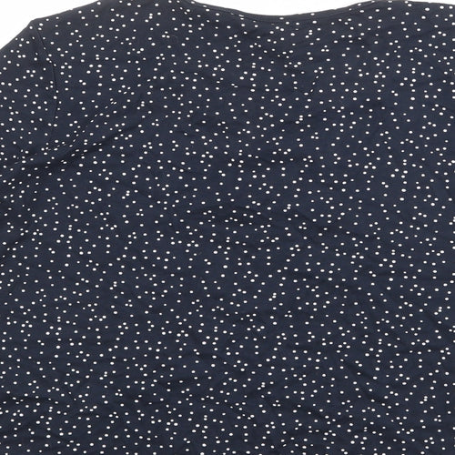 Bonmarché Womens Black Polka Dot 100% Cotton Basic T-Shirt Size L Round Neck