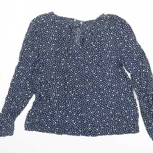 La Redoute Womens Blue Polka Dot Polyester Basic Blouse Size 12 Boat Neck