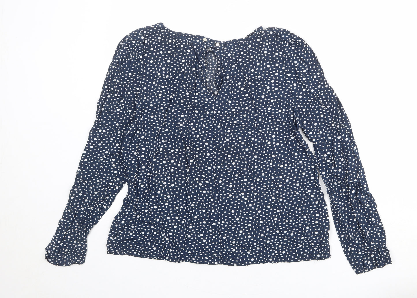 La Redoute Womens Blue Polka Dot Polyester Basic Blouse Size 12 Boat Neck