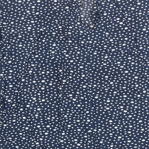 La Redoute Womens Blue Polka Dot Polyester Basic Blouse Size 12 Boat Neck