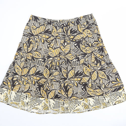Maine New England Womens Multicoloured Geometric Cotton A-Line Skirt Size 16 Zip - Leaf pattern