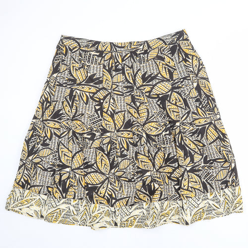 Maine New England Womens Multicoloured Geometric Cotton A-Line Skirt Size 16 Zip - Leaf pattern