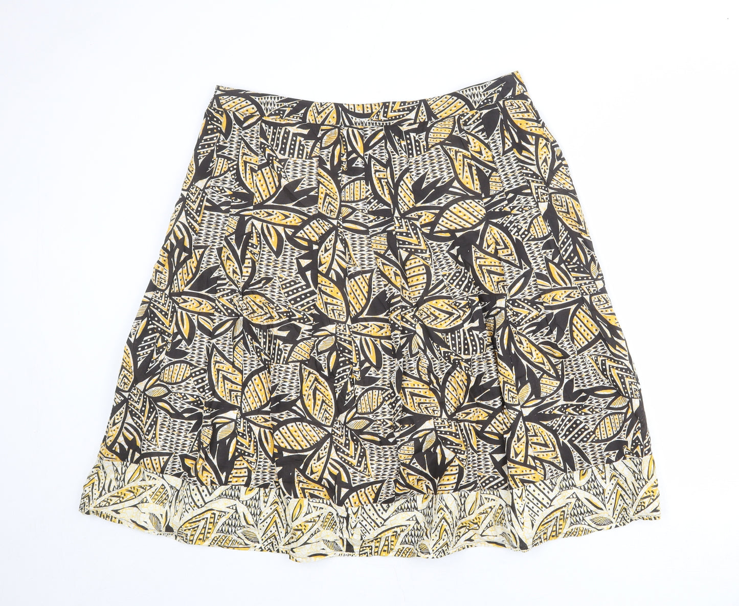 Maine New England Womens Multicoloured Geometric Cotton A-Line Skirt Size 16 Zip - Leaf pattern