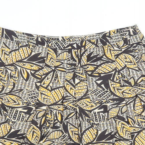 Maine New England Womens Multicoloured Geometric Cotton A-Line Skirt Size 16 Zip - Leaf pattern