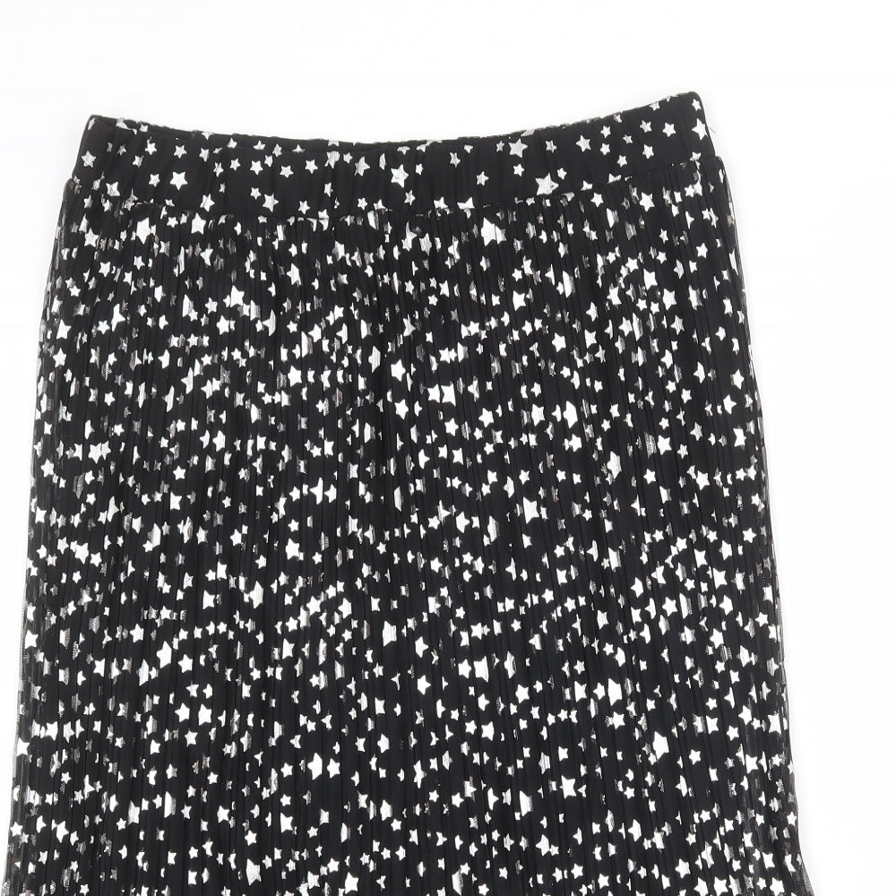 H&M Womens Black Geometric Polyester Pleated Skirt Size 16 - Star pattern