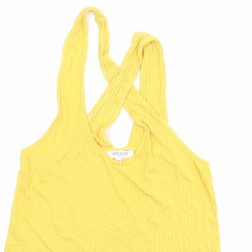 Great Plains Womens Yellow Viscose Basic Tank Size 12 Scoop Neck - Ribbed