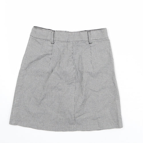 Divided by H&M Womens Black Geometric Cotton A-Line Skirt Size 6 Zip - Houndstooth pattern