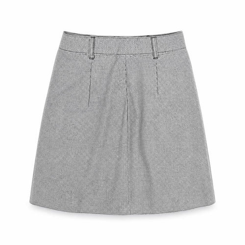 Divided by H&M Womens Black Geometric Cotton A-Line Skirt Size 6 Zip - Houndstooth pattern