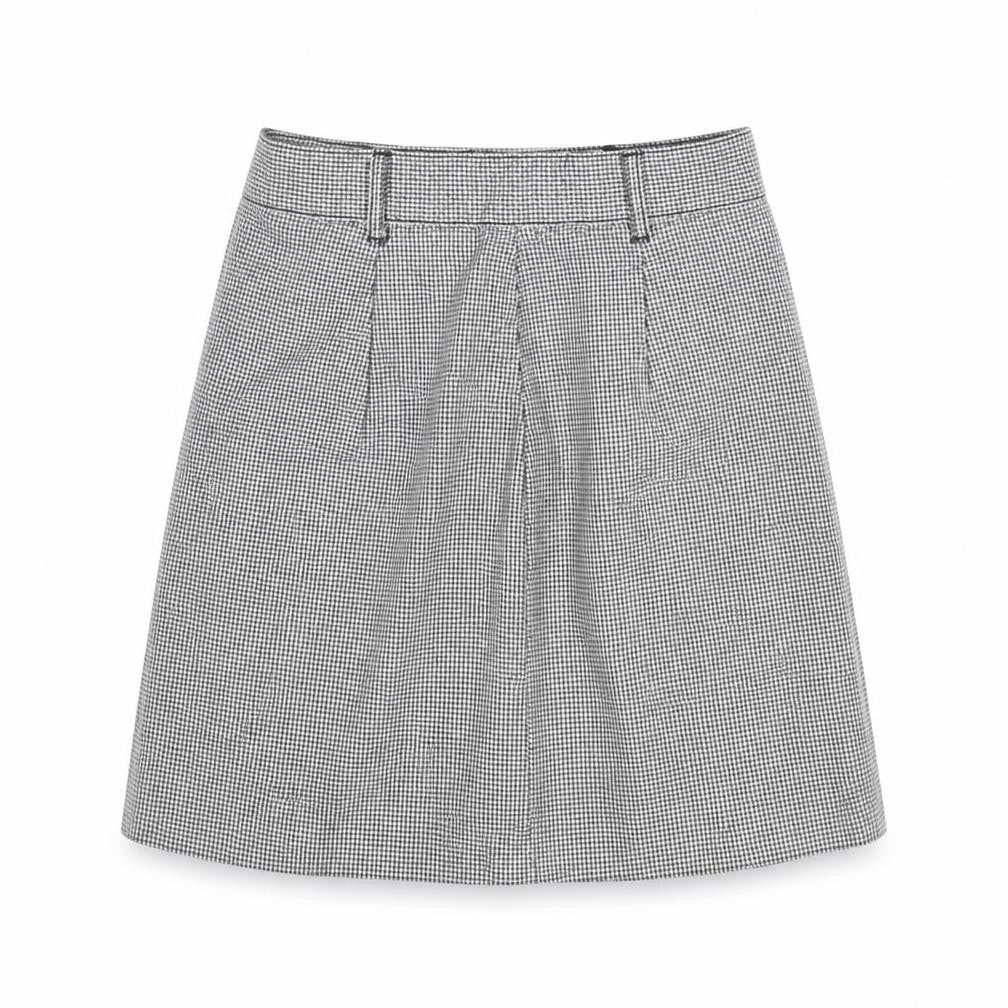 Divided by H&M Womens Black Geometric Cotton A-Line Skirt Size 6 Zip - Houndstooth pattern