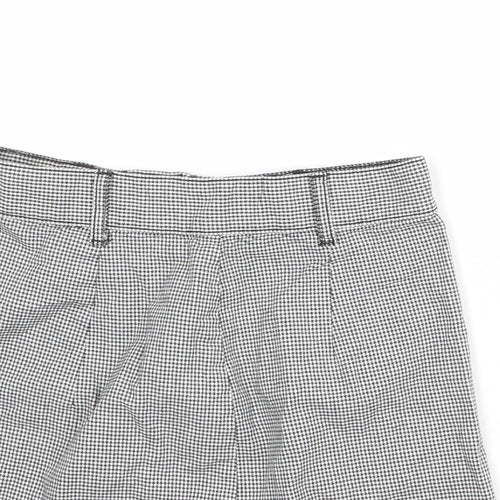 Divided by H&M Womens Black Geometric Cotton A-Line Skirt Size 6 Zip - Houndstooth pattern