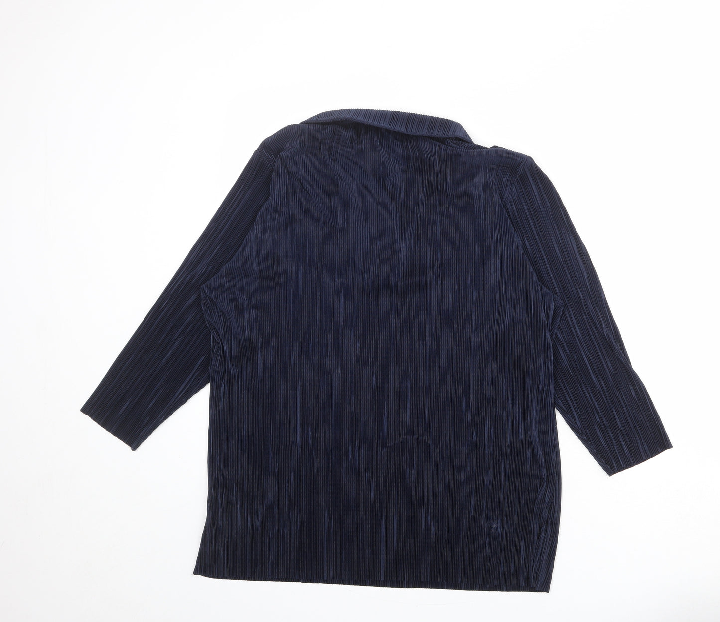Amber Womens Blue Polyester Basic Blouse Size 22 Collared