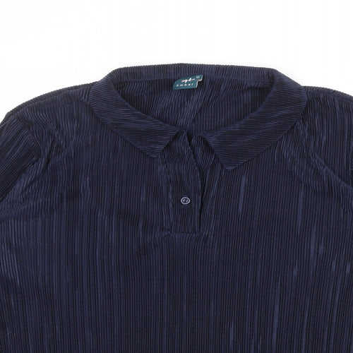 Amber Womens Blue Polyester Basic Blouse Size 22 Collared