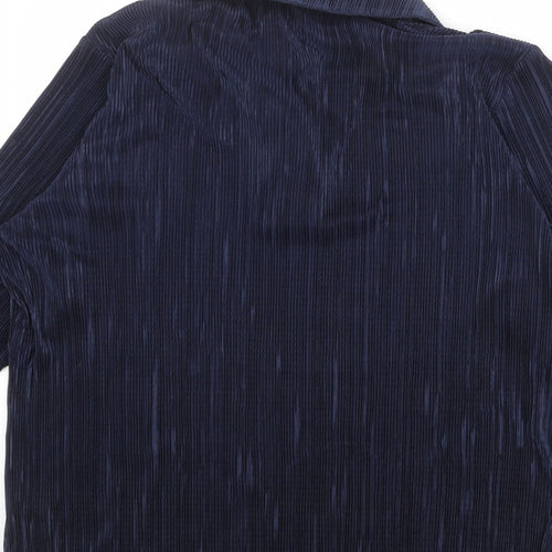 Amber Womens Blue Polyester Basic Blouse Size 22 Collared