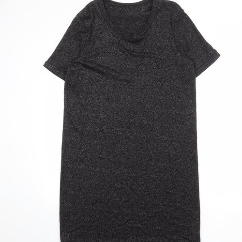 NEXT Womens Black Viscose Shift Size 14 Round Neck Pullover