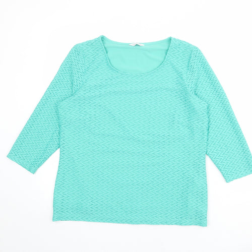 Classic Womens Green Polyester Basic T-Shirt Size 14 Round Neck