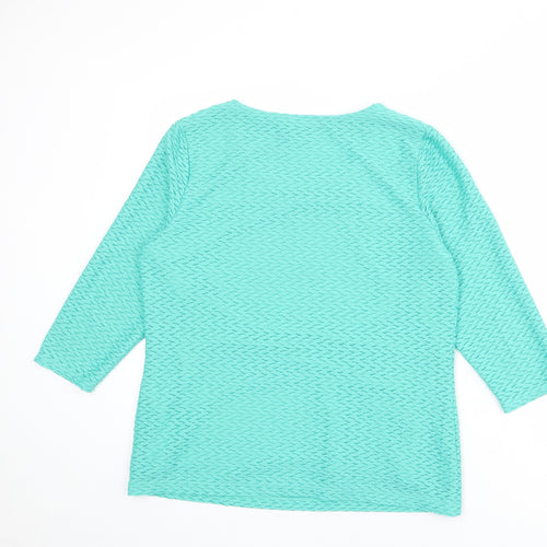 Classic Womens Green Polyester Basic T-Shirt Size 14 Round Neck