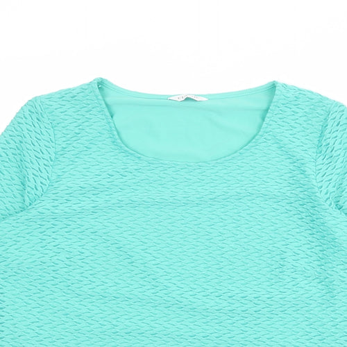 Classic Womens Green Polyester Basic T-Shirt Size 14 Round Neck