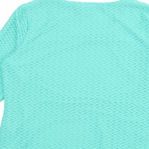 Classic Womens Green Polyester Basic T-Shirt Size 14 Round Neck
