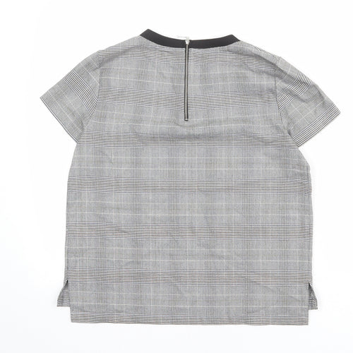 Zara Womens Multicoloured Check Polyester Basic T-Shirt Size S Round Neck