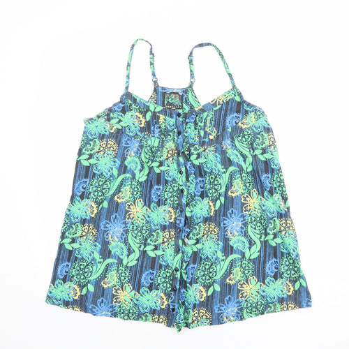 NEXT Womens Multicoloured Floral 100% Cotton Basic Tank Size 12 V-Neck