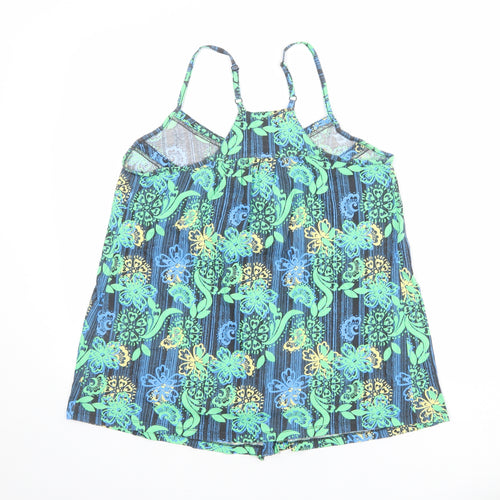 NEXT Womens Multicoloured Floral 100% Cotton Basic Tank Size 12 V-Neck
