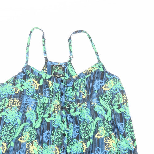 NEXT Womens Multicoloured Floral 100% Cotton Basic Tank Size 12 V-Neck