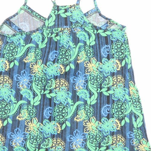 NEXT Womens Multicoloured Floral 100% Cotton Basic Tank Size 12 V-Neck