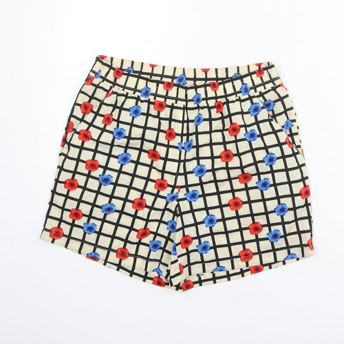 VERO MODA Womens Multicoloured Check Polyester Basic Shorts Size M L5 in Regular Pull On - Floral Print
