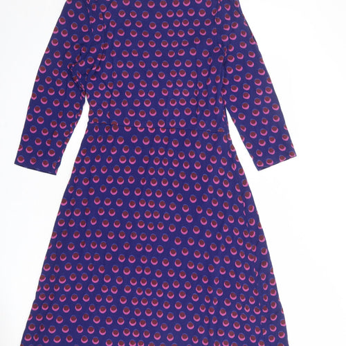White Stuff Womens Blue Geometric Viscose A-Line Size 16 V-Neck Pullover